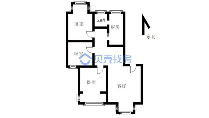 房东诚心出售江北三室只要45.8万 可议-户型图