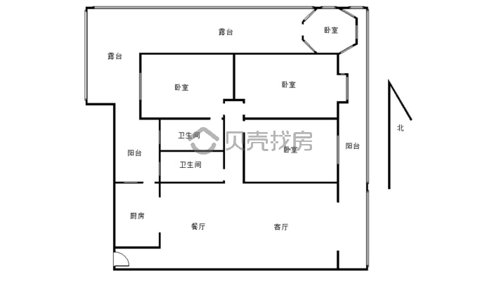 碧水园135平4室55平露台双阳台（含凉亭）宜居-户型图