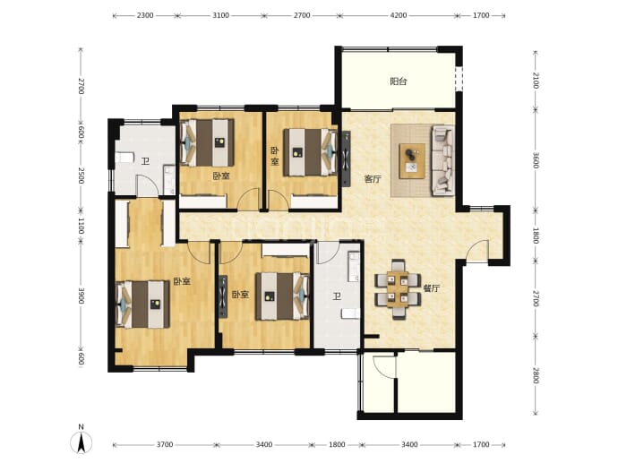 鼎能·东盟城二期--建面 126.33m²