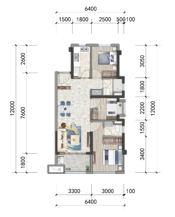 金地阳光城宝嘉·未来之城--建面 80m²