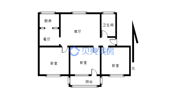 红江河畔天中小区，精装3室，全明户型老证可按揭-户型图