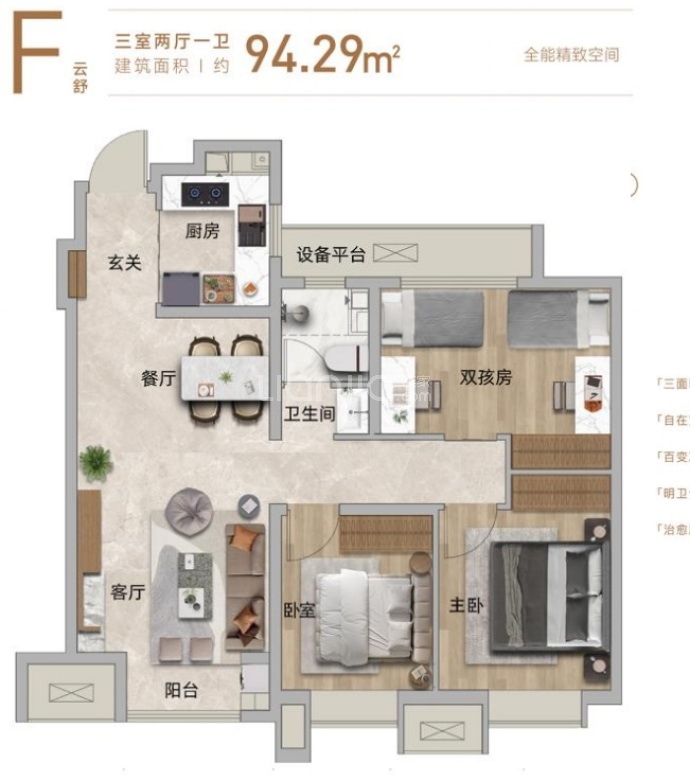 城发投云歌兰庭--建面 94.29m²