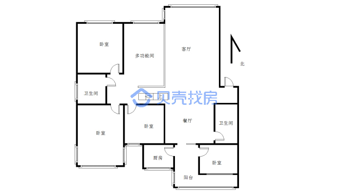 东坝利州广场大四居，采光好，楼层好-户型图