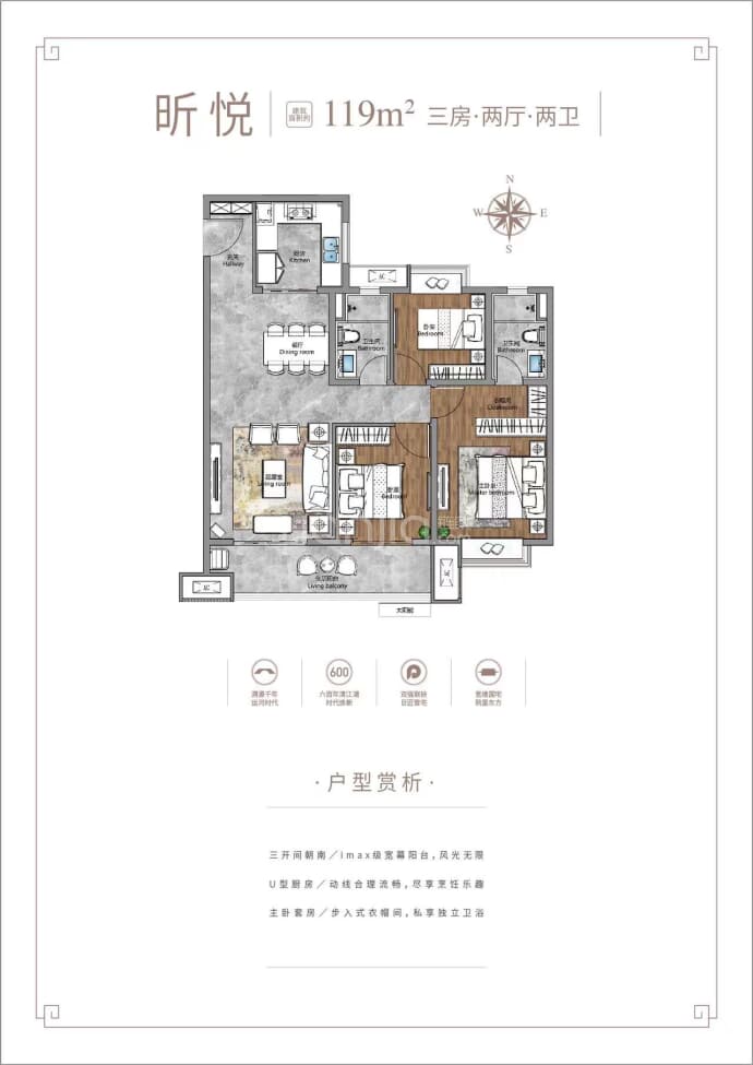 保利国联里院3室2厅2卫户型图
