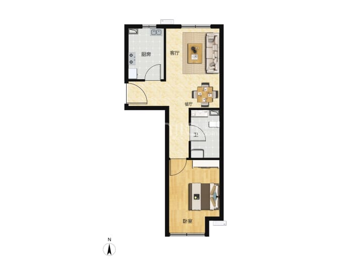 建投怡港荟1室1厅1卫户型图