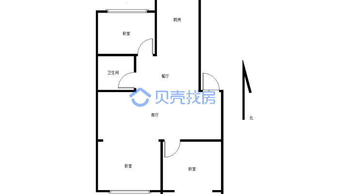 天元东城 步梯4楼  经典三室 精装修-户型图