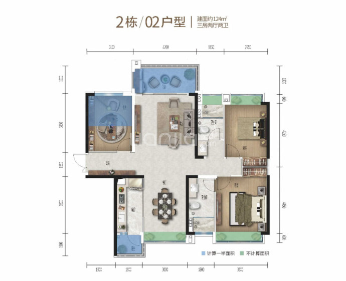 电建地产·洺悦华府--建面 124m²