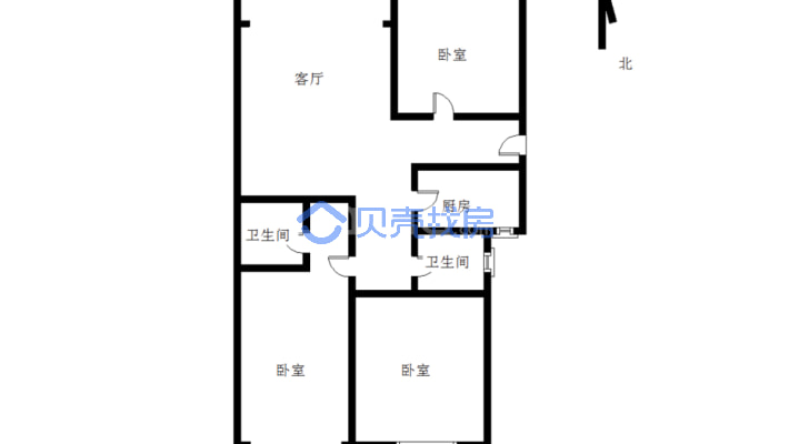 三室双卫户型，位置好，价位合理，电梯8楼-户型图