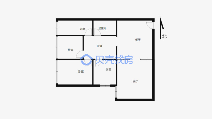 广汇京都小区 3室2厅 南 北-户型图