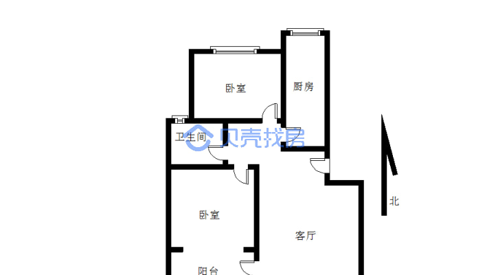 紫荆城精装修2房步梯5楼有证契税满二可以按揭-户型图