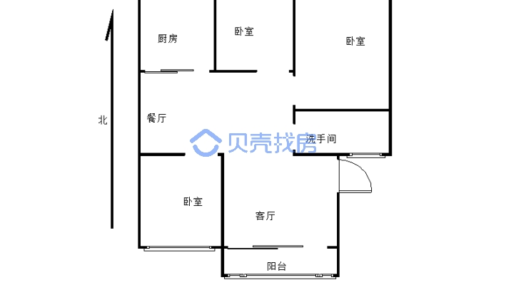 人民医院家属院 3室2厅 南-户型图