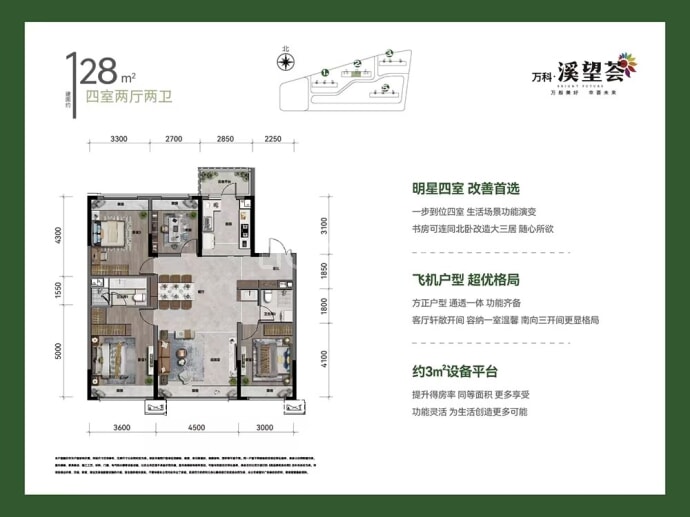 万科溪望荟4室2厅2卫户型图
