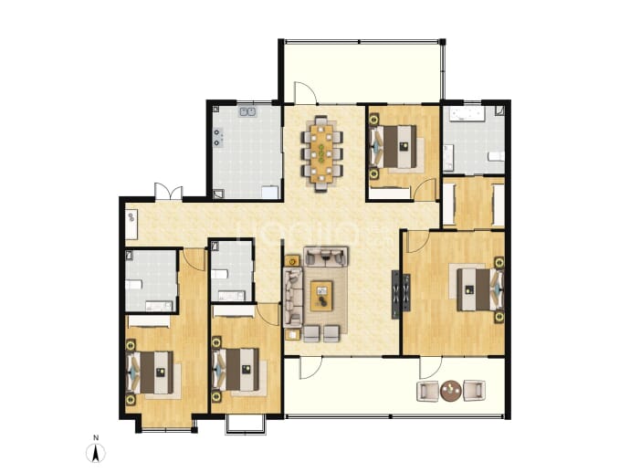 国奥天地4室2厅3卫户型图