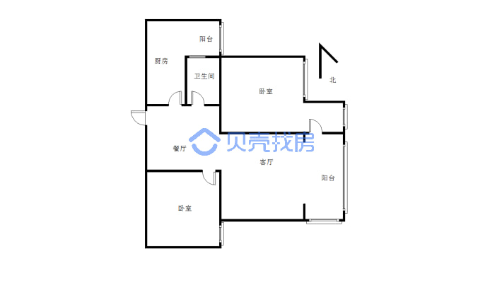 东坝精装电梯两室 家电齐全 领包入住-户型图