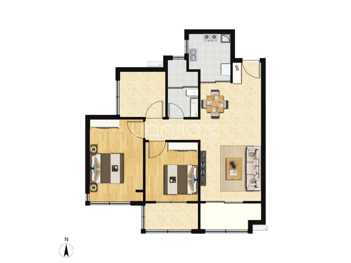 越秀建发珺樾3室2厅1卫户型图