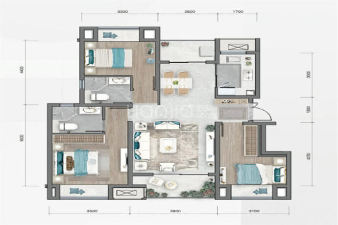 龙湖千山新屿--建面 99m²