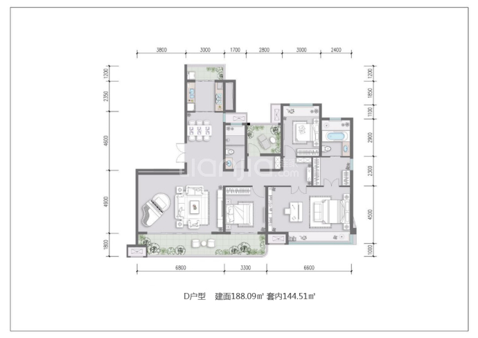 首创天阅嘉陵--套内 144.51m²