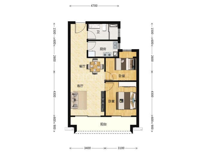 碧桂园-十里银滩-伴海云山--建面 68m²