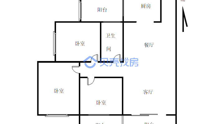 长虹·天汇城二期 3室2厅 西南-户型图