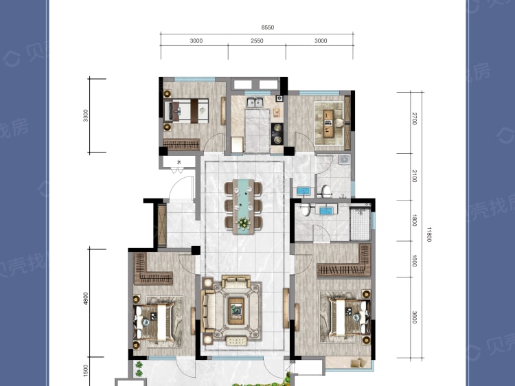 日照山海湾4室2厅2卫户型图