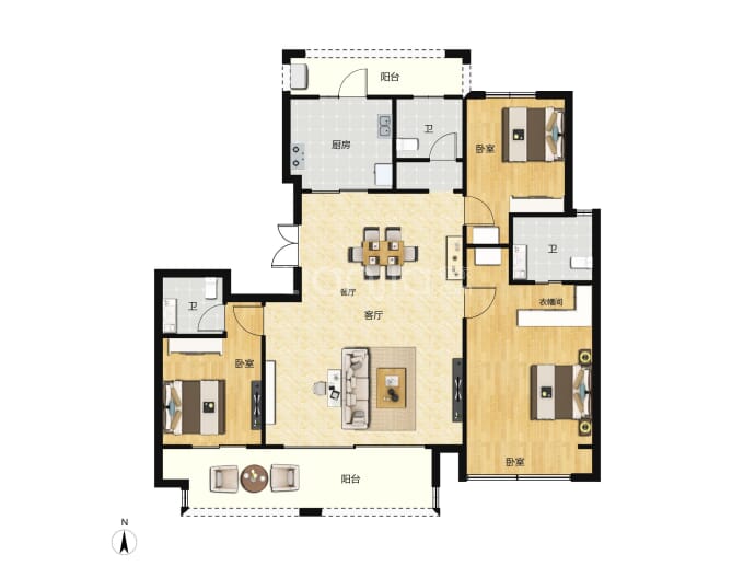 铁建投城发·龙城3室2厅3卫户型图