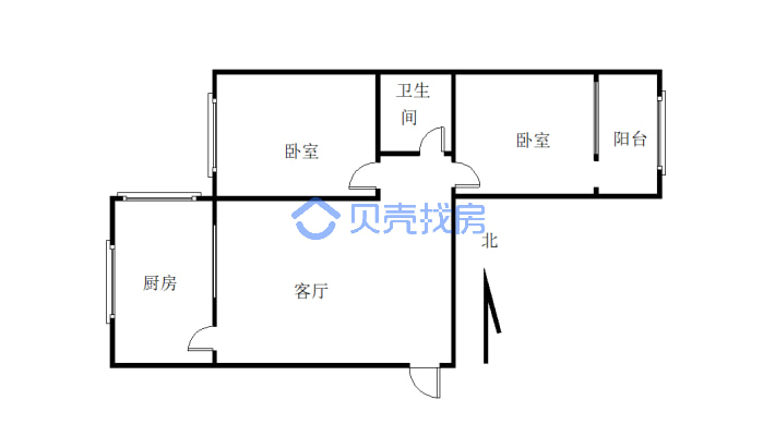 上西中间楼层套二，户型通透看房方便-户型图