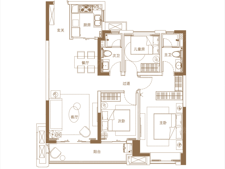南山梅溪一方3室2厅2卫户型图