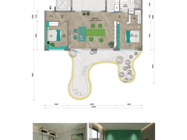 白鹭湾玫瑰小院2室2厅1卫户型图