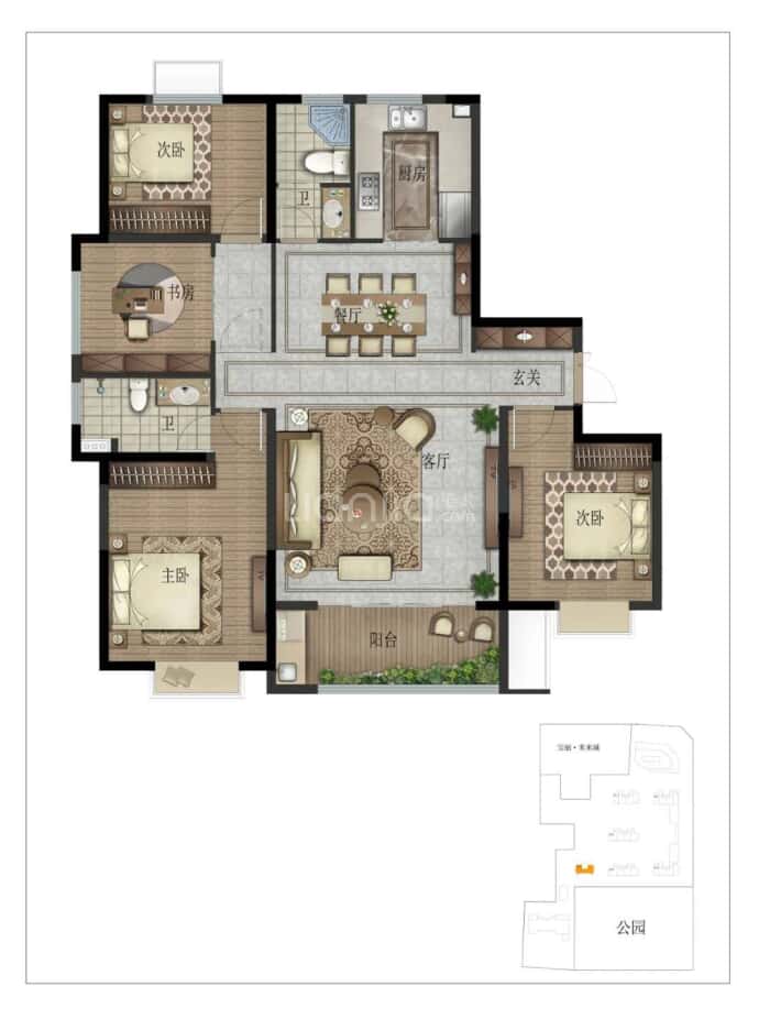 未来城·中央公园--建面 164m²