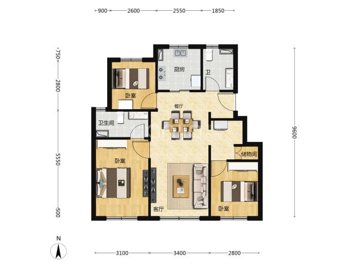 北京城建·国誉朝华--建面 93m²