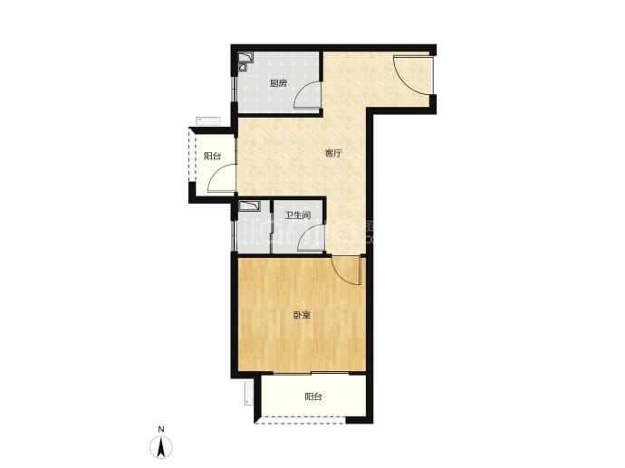 国泰观邸悦玺1室1厅1卫户型图