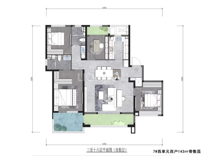 轨交绿城江语云庭--建面 143m²