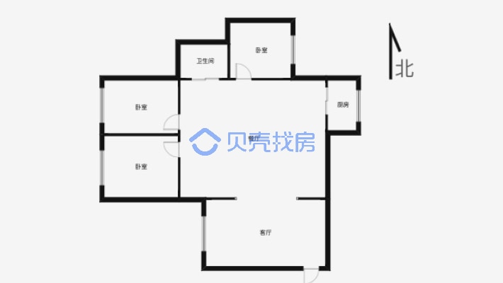 金坤公寓 3室2厅 南 北-户型图