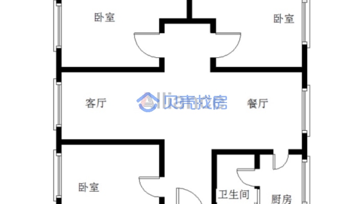 常青小区 3室2厅 南-户型图