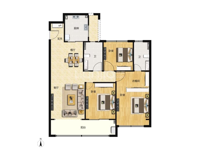 绿城·晓风印月--建面 125m²