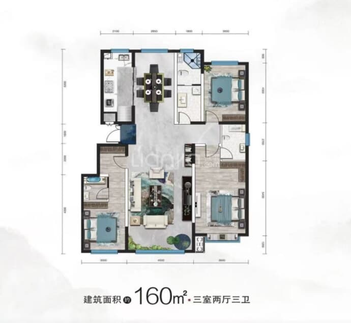 丽水湾--建面 160m²