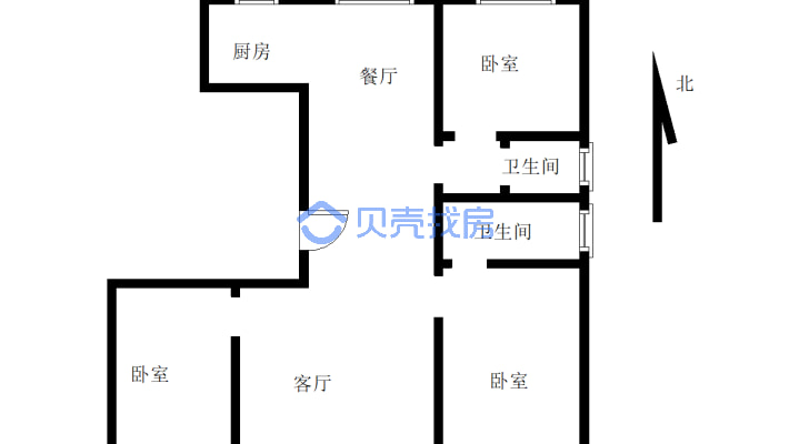 华弘滟澜山三室双卫 飞机户型格局合理-户型图