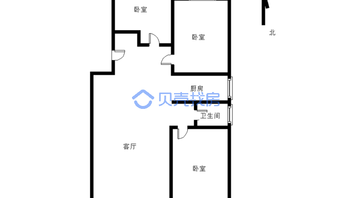 房子边户三居室，明厅格局，方正，楼层好，建议实地看-户型图