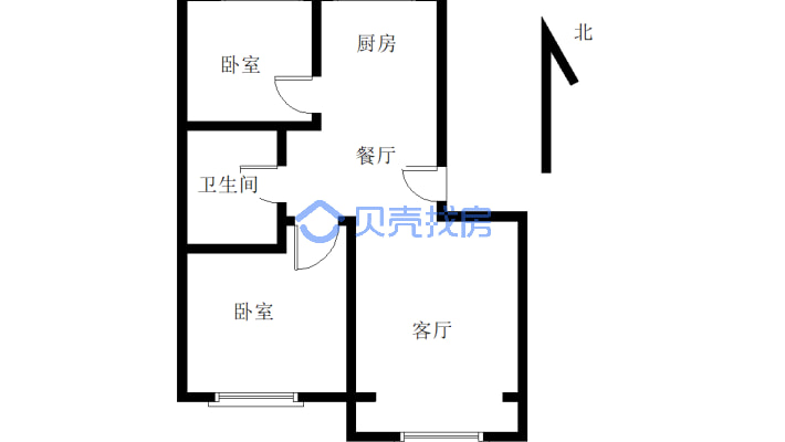 钓鱼台C区 2室2厅 南 北-户型图