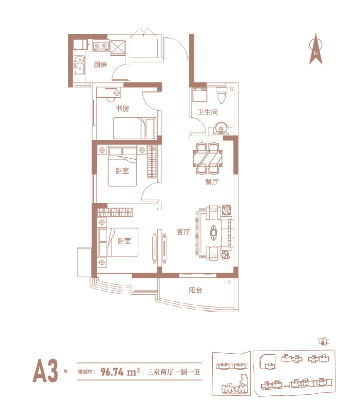 腾威城--建面 96.74m²