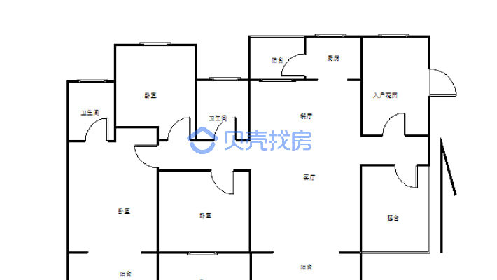 锦沅竹桂园 3室2厅 南 北-户型图