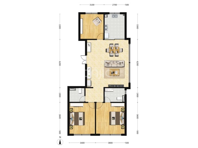 北京城建玺院3室2厅2卫户型图