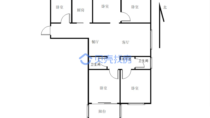 香江花园北区 5室2厅 南-户型图