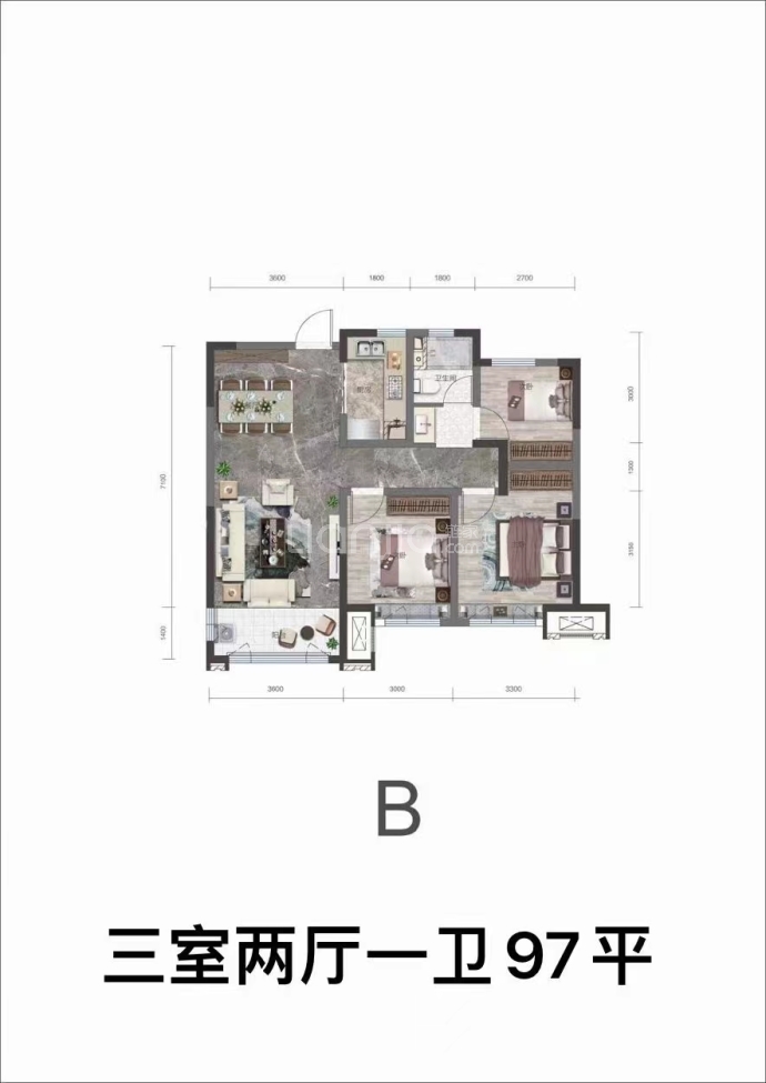 银河国际居住区四期·锦绣天成--建面 97m²