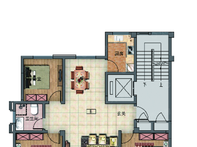 蓝湾雅园3室2厅1卫户型图