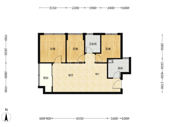 天泽玉河府--建面 80m²