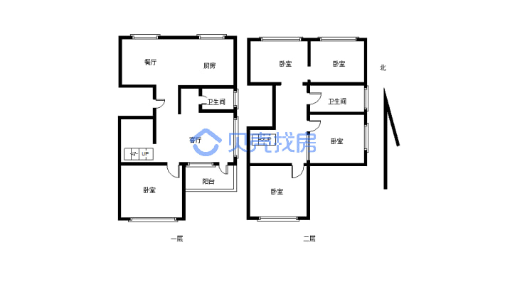 房子精装，复式楼上下面积一样两层调高客厅，三室双卫-户型图