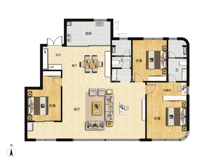 城建星启时代3室2厅2卫户型图