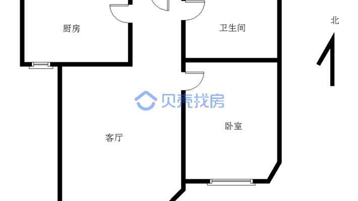 亚兴国际公寓 南向一居 精装修 明厅 可贷款-户型图