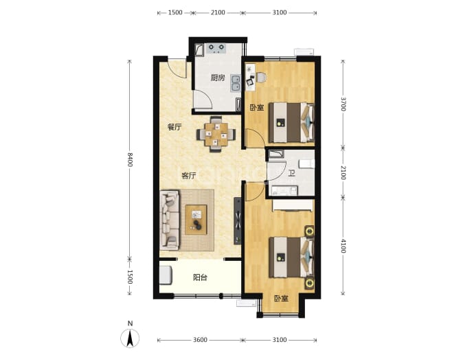 晨煜·唐槐园--建面 88m²